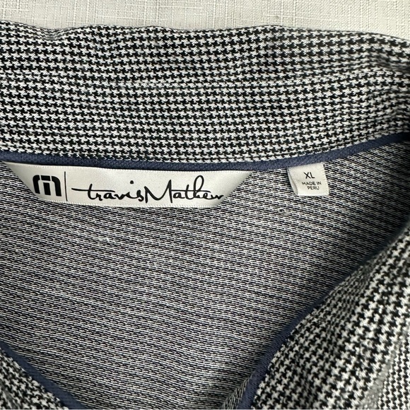 Travis Mathew size XL Black White Houndstooth Whistling Straits Polo Shirt - Picture 7 of 11